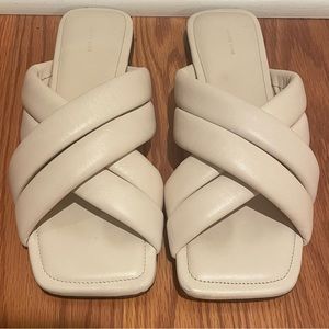 Anine Bing Eve Crossover Leather Slide Sandal in Ivory Size 38 / 8